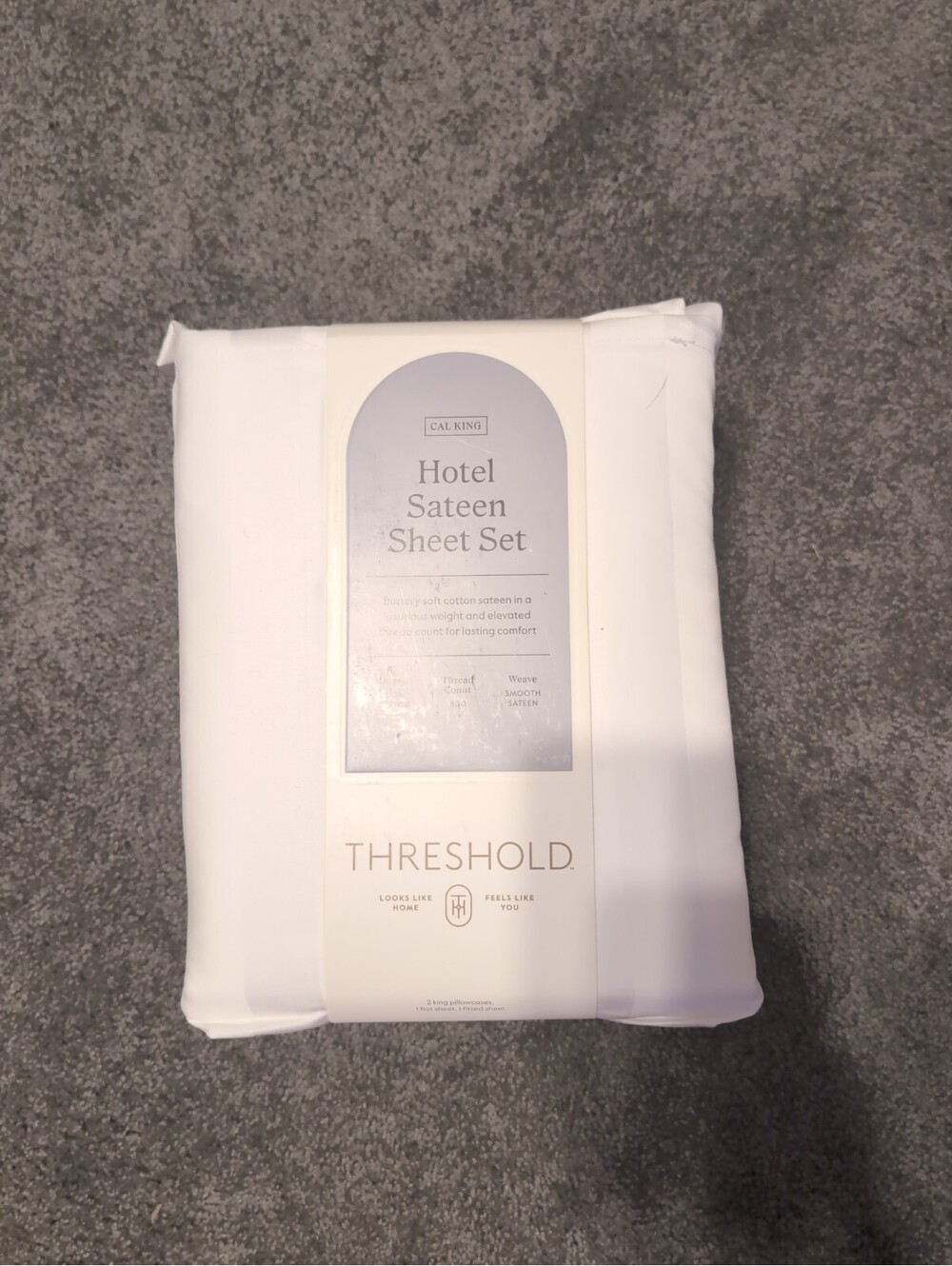 Cal King 800 Thread Count Solid Performance Sheet Set White  Threshold